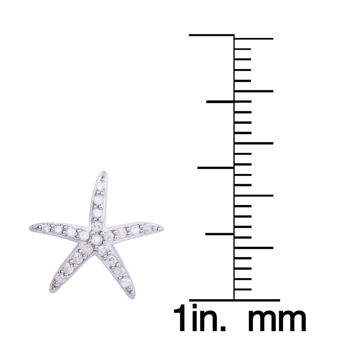 Sterling Silver 1/5Ct Diamond Starfish Stud Earrings