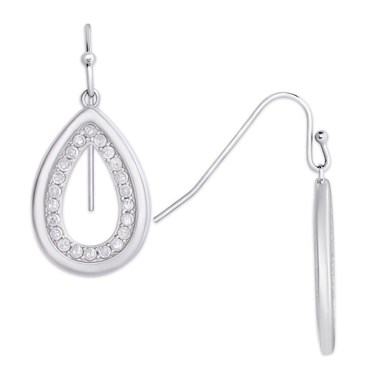 Sterling Silver .7Ct Diamond Pear Fish wire Earring