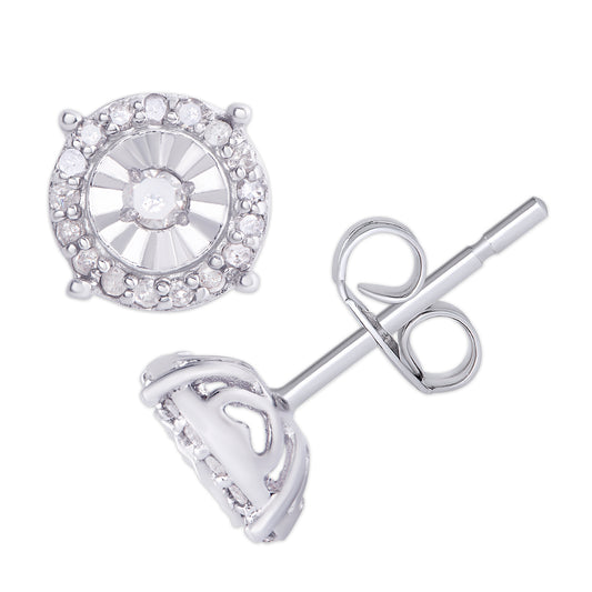 Sterling Silver 1/4 Ct Miracle Plate Round Stud