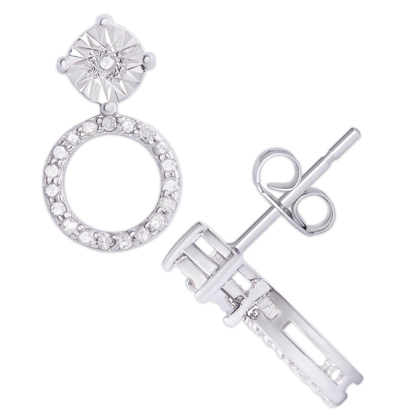 Sterling Silver 1/5Ct Diamond Miracle Drop Earring