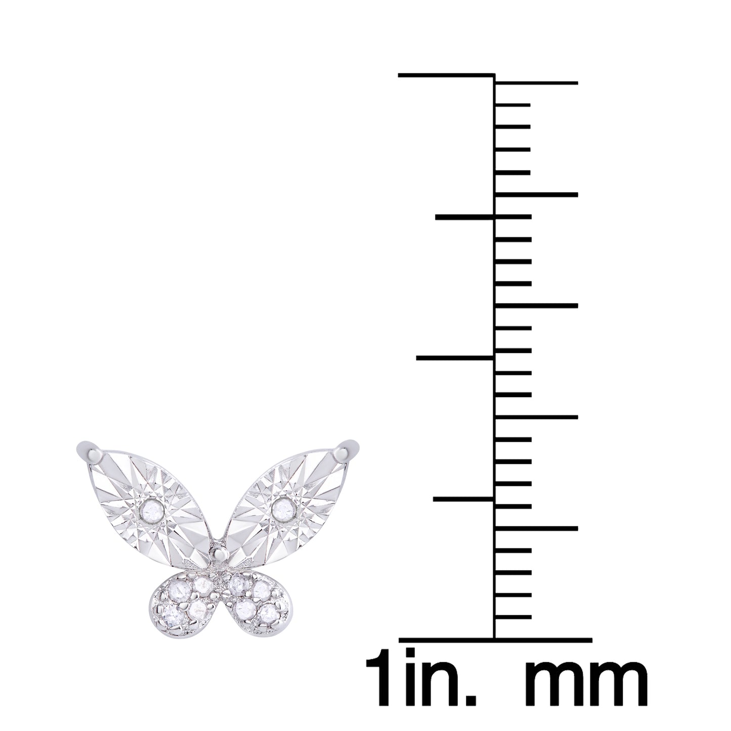 Sterling Silver 1/10 Ct Butterfly Stud Earring