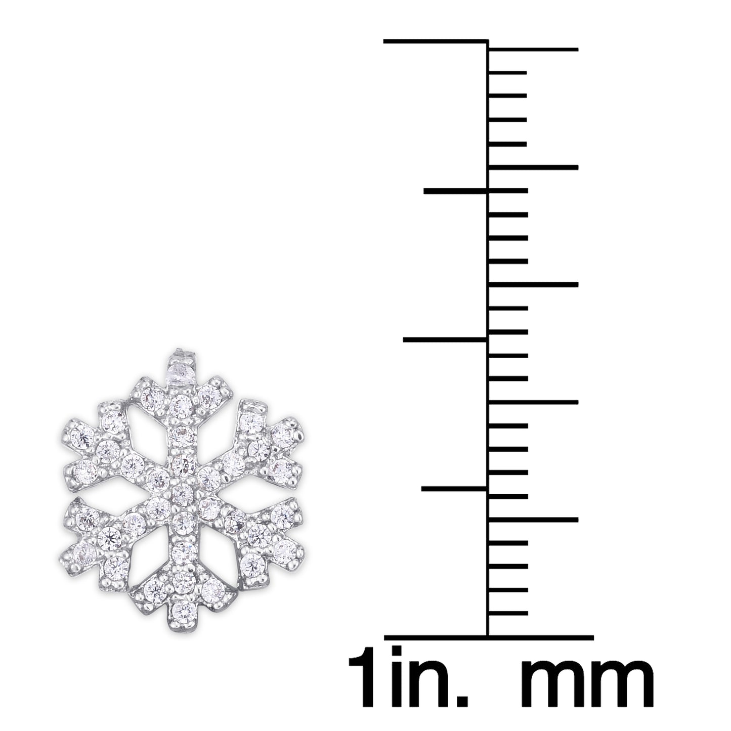 Silver Plated Cubic Zirconia Snowflake Stud Earrings