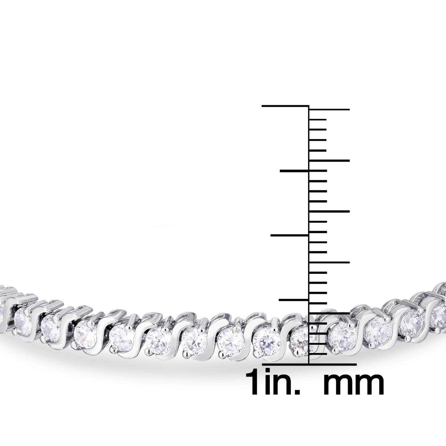 Silver Plated Cubic Zirconia "S" Link Line Bracelet