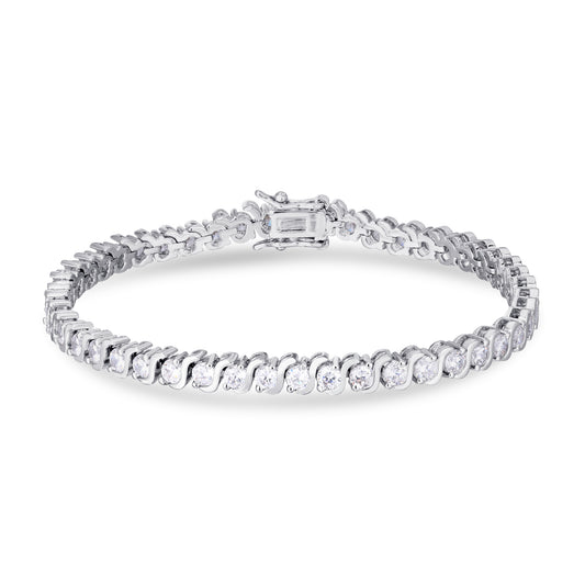 Silver Plated Cubic Zirconia "S" Link Line Bracelet