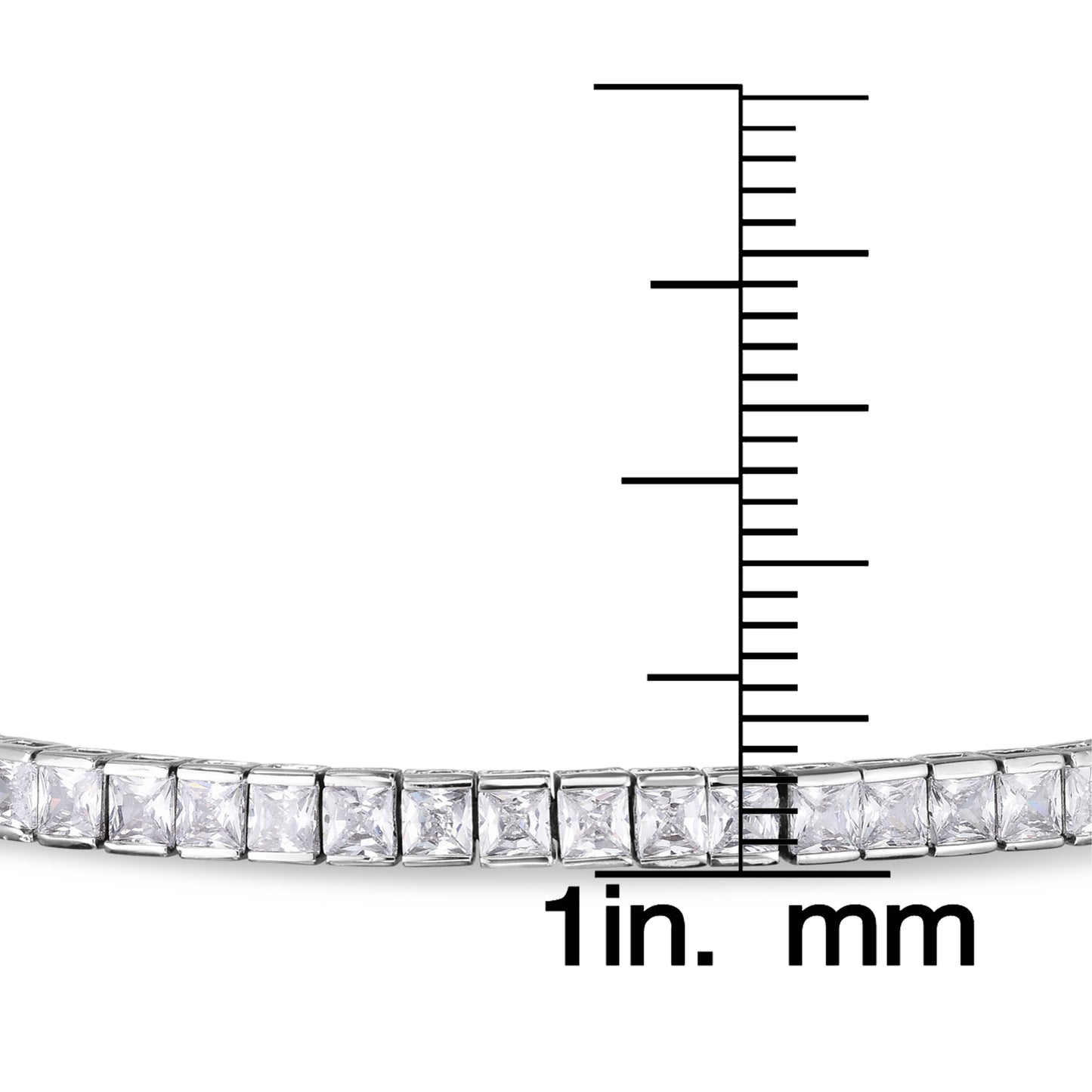 Silver Plated Cubic Zirconia Square Link Line Bracelet