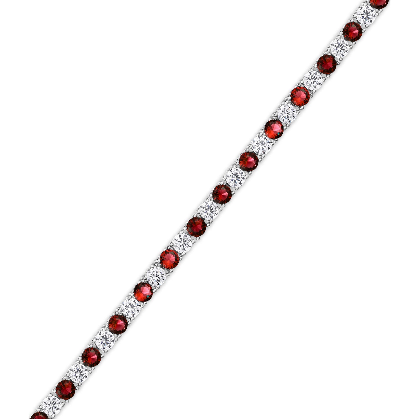 Silver Plated Created Ruby& Cubic Zirconia 1x1 Line Bracelet