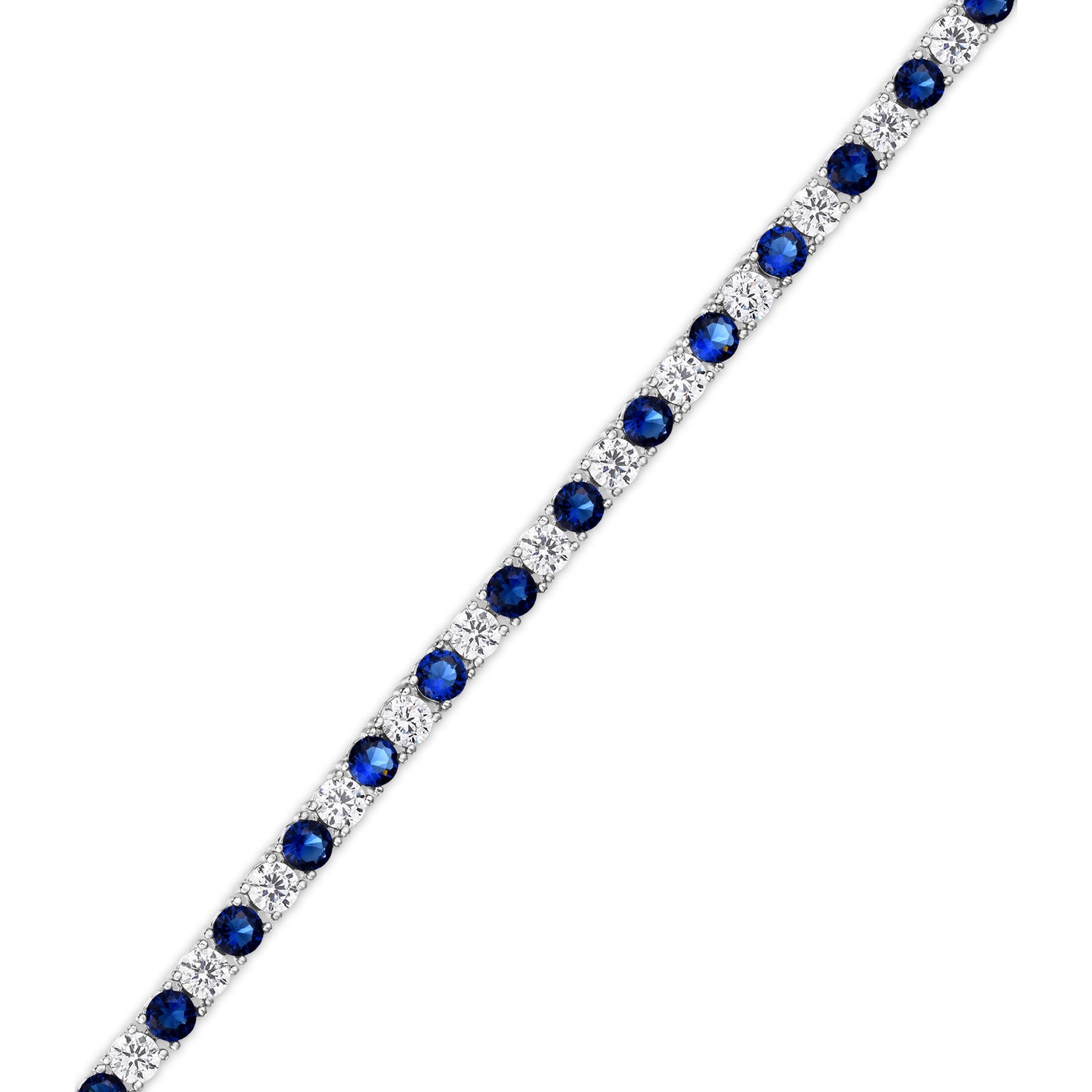 Silver Plated Created Sapphire & Cubic Zirconia 1x1 Line Bracelet