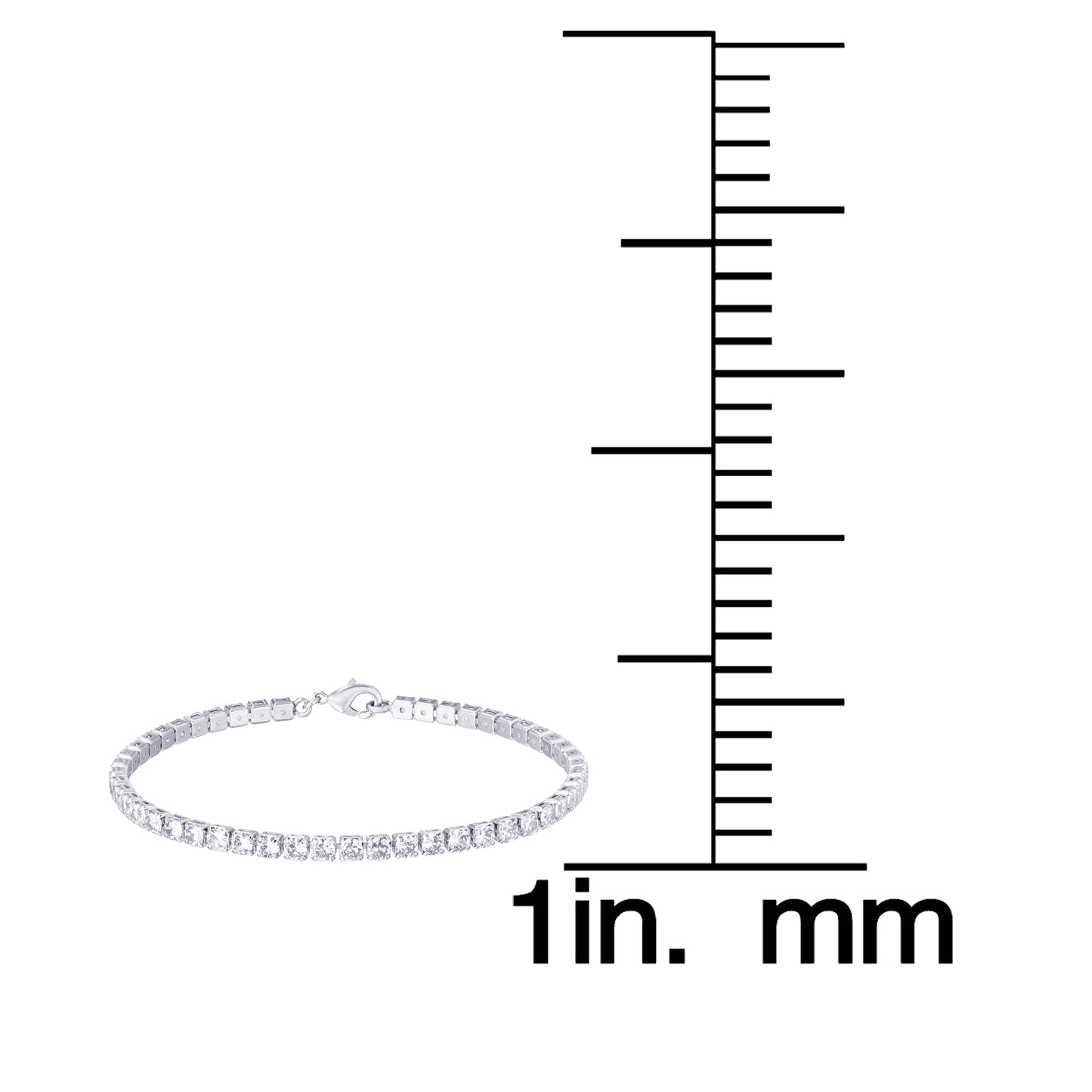 Silver Plated White Cubic Zirconia Tennis Bracelet