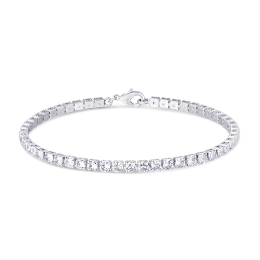 Silver Plated White Cubic Zirconia Tennis Bracelet