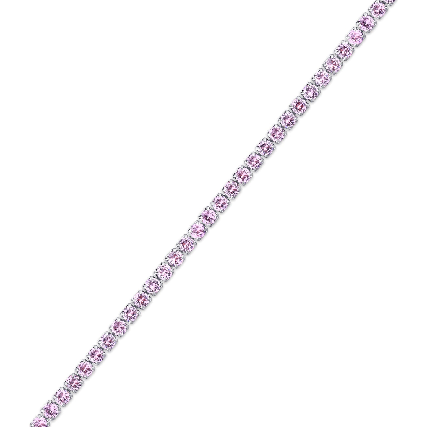 Silver Plated Pink Cubic Zirconia Tennis Bracelet