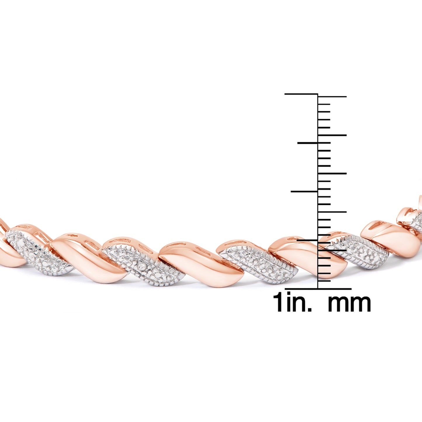 Rose Gold Plated Diamond Accent 'S' Link Adjustable Bracelet