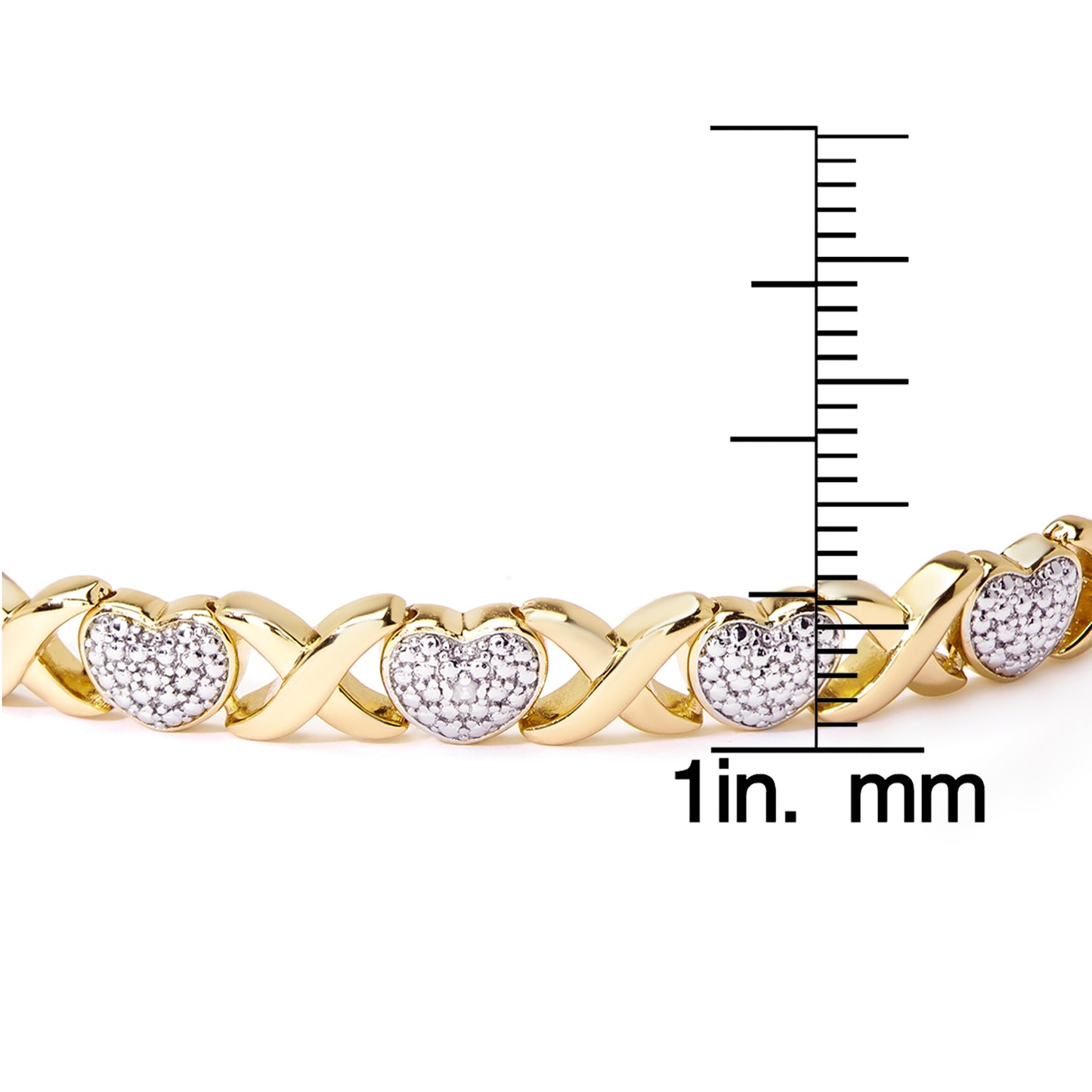 Gold Plated Diamond Accent '"X" & Heart Adjustable Bracelet