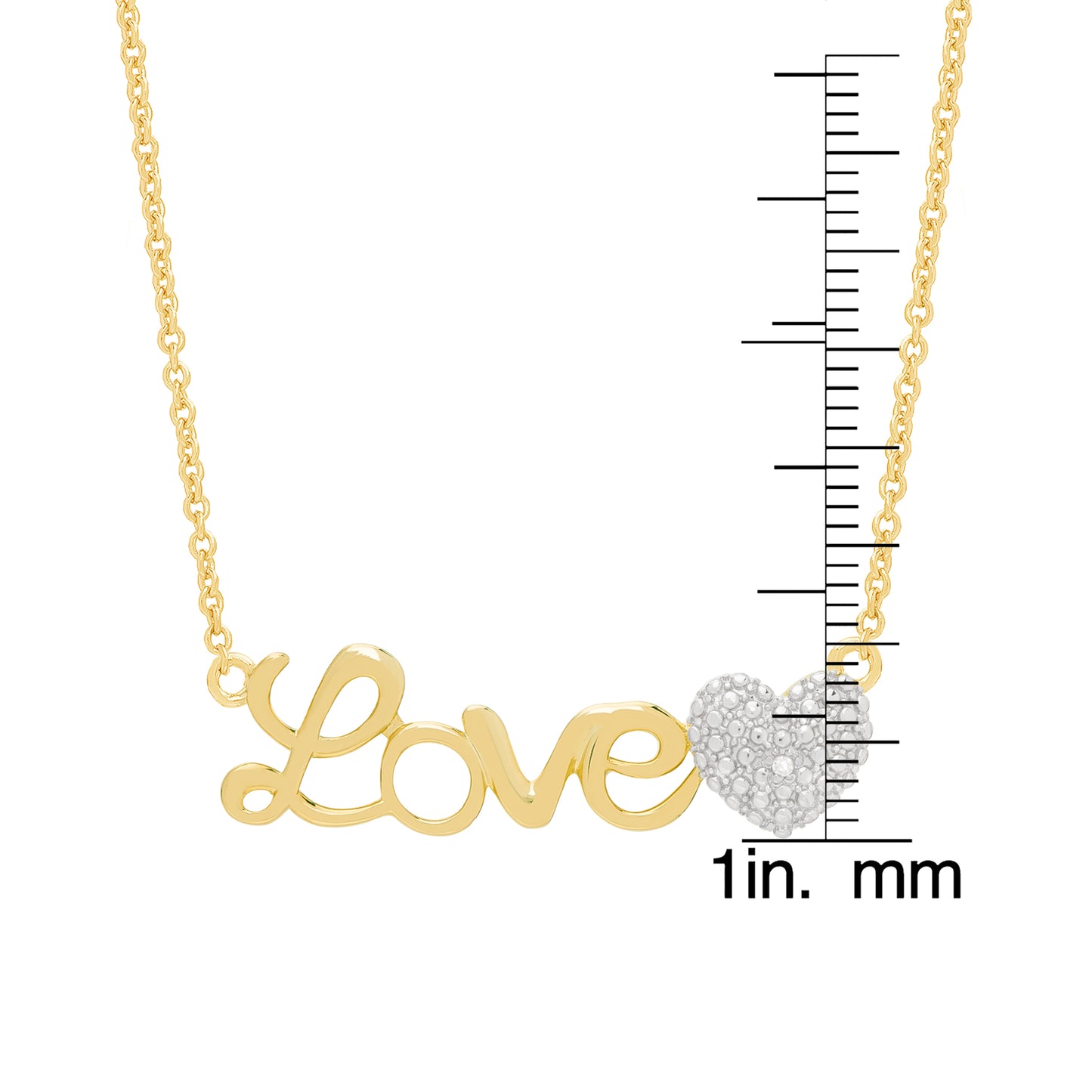 Diamond Accent Love Heart 18'' Necklace in 14k Gold Plated