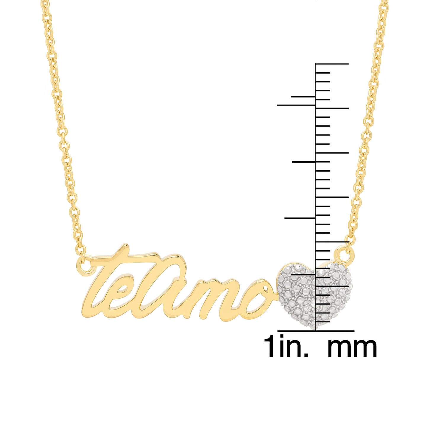 Diamond Accent Te Amo Heart 18'' Necklace in 14k Gold Plated