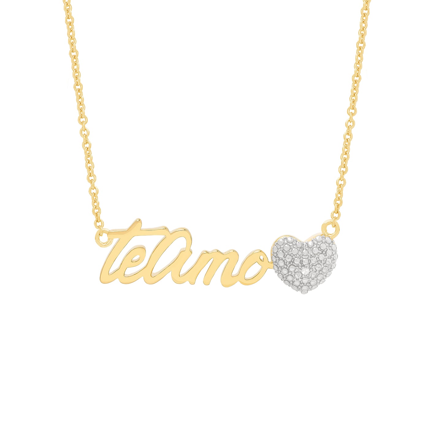 Diamond Accent Te Amo Heart 18'' Necklace in 14k Gold Plated