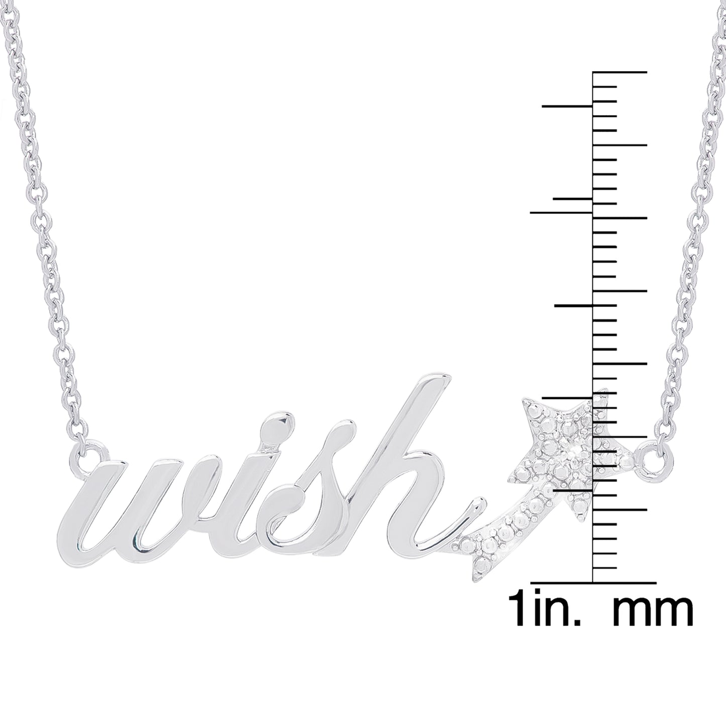 Diamond Accent Wish Star 18'' Necklace in Fine Silver Plate