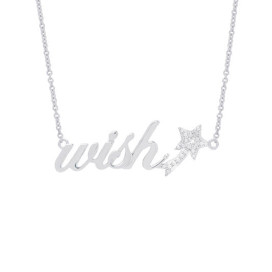 Diamond Accent Wish Star 18'' Necklace in Fine Silver Plate