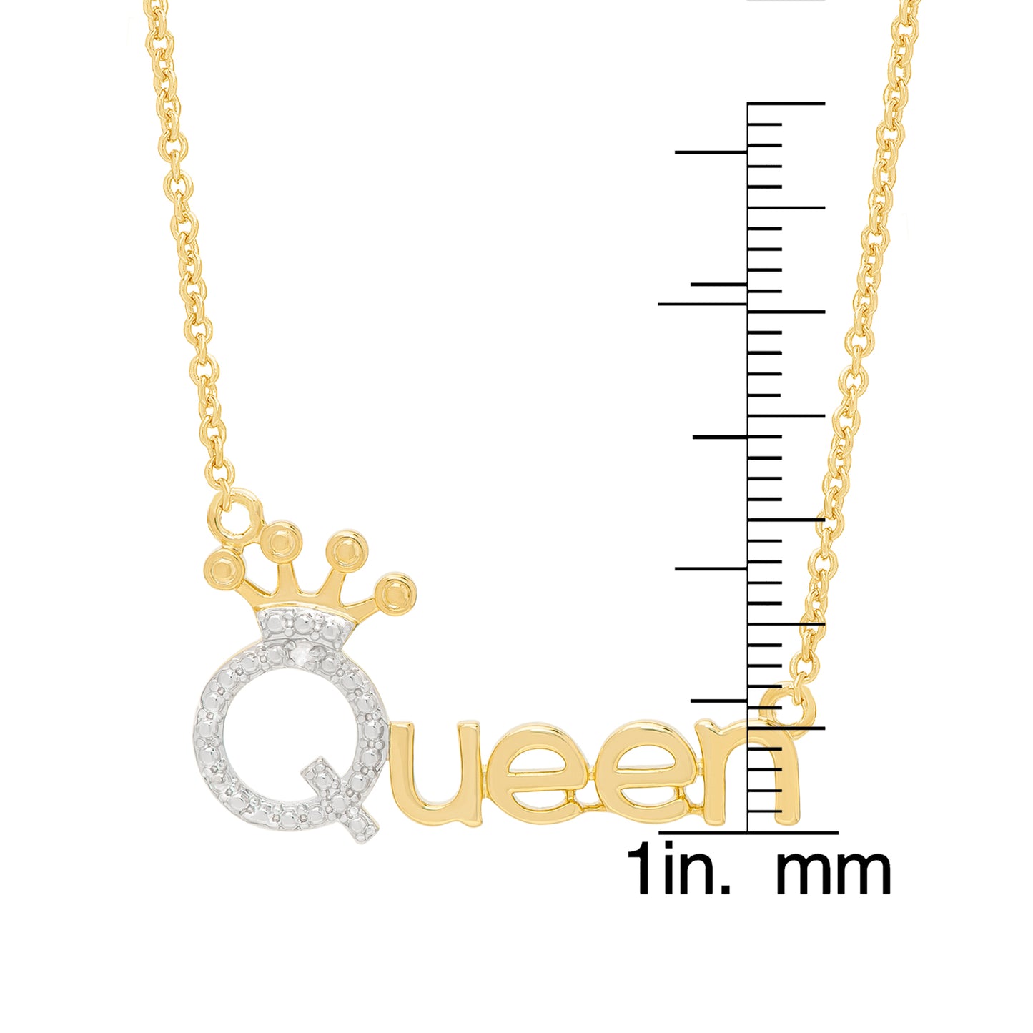 Diamond Accent Queen Crown 18'' Necklace in 14k Gold plated