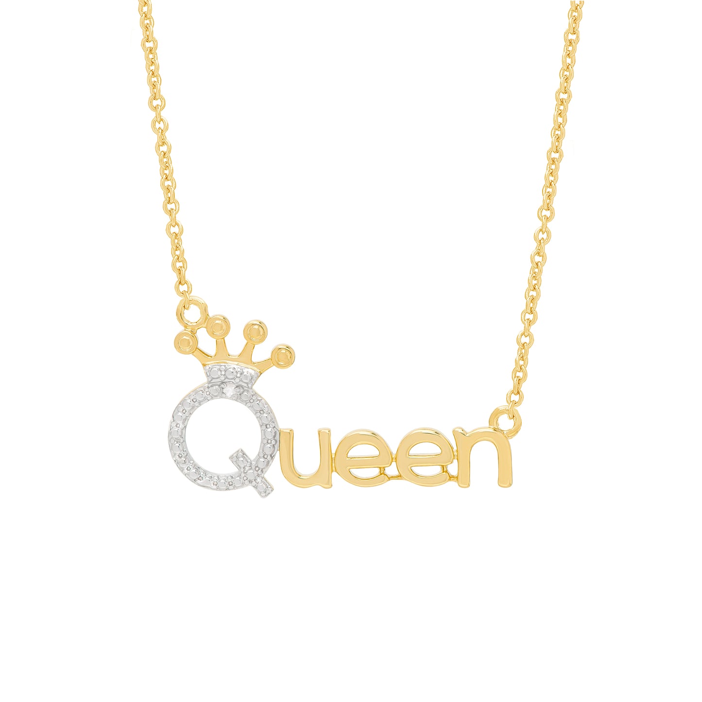 Diamond Accent Queen Crown 18'' Necklace in 14k Gold plated