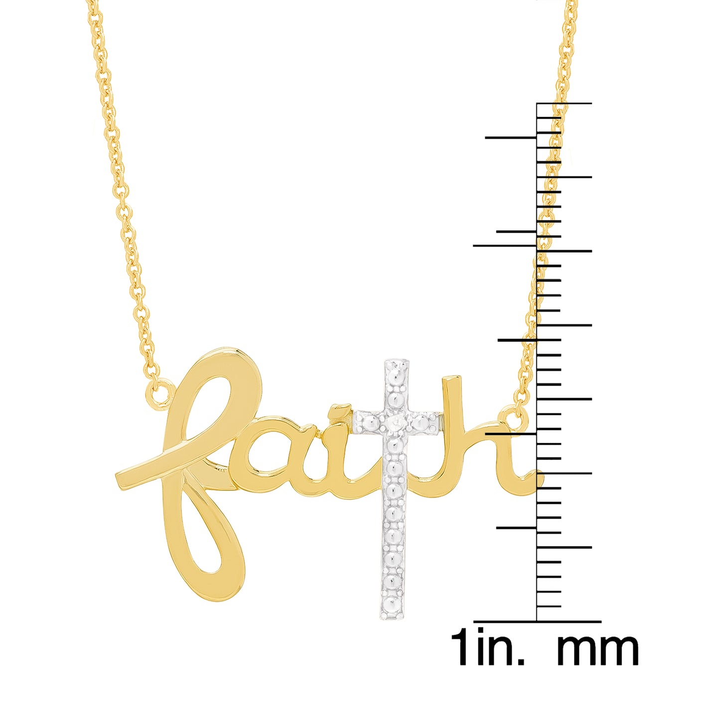 Diamond Accent Faith Cross 18'' Necklace in 14k Gold Plated