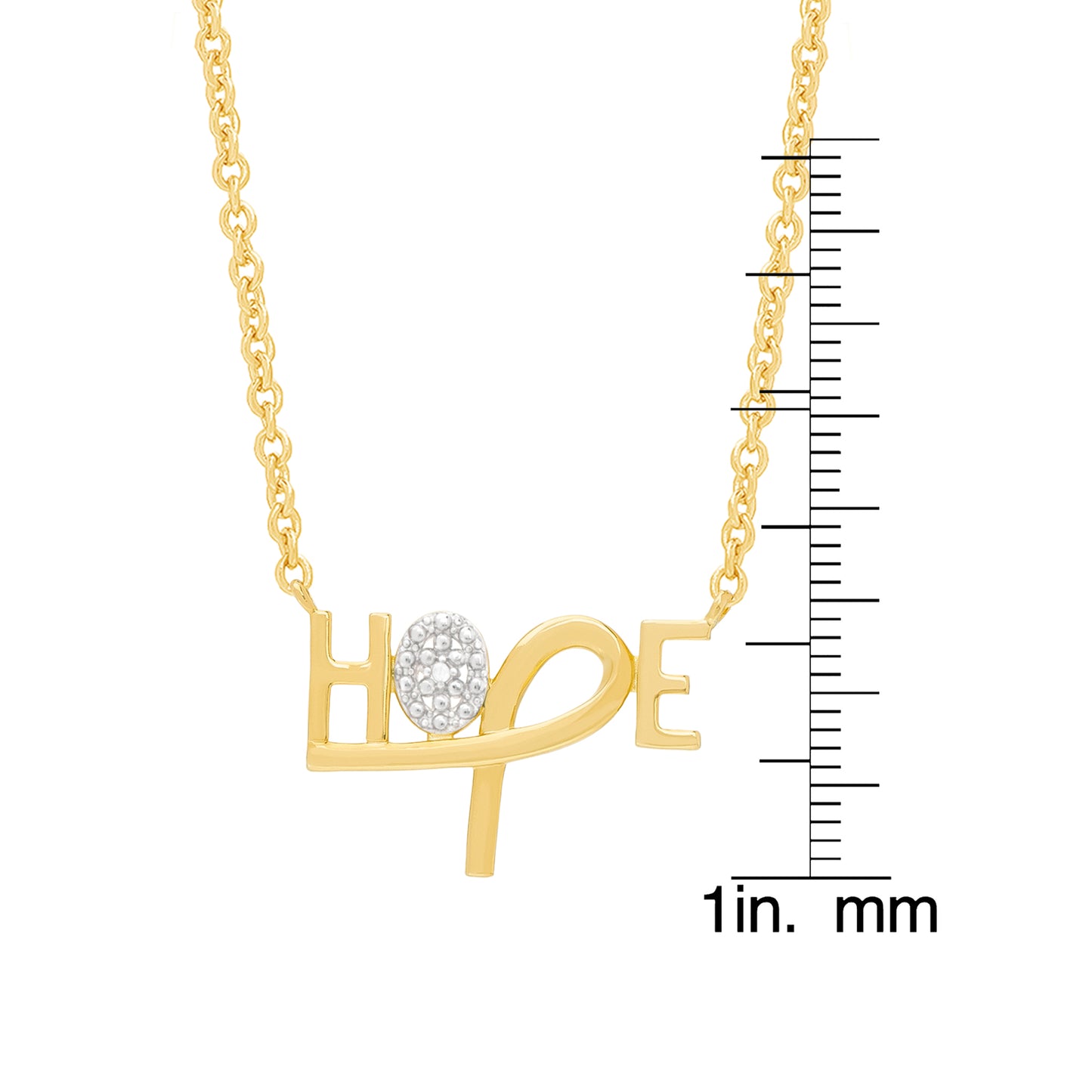 Diamond Accent Hope 18'' Necklace in 14k Gold Plated