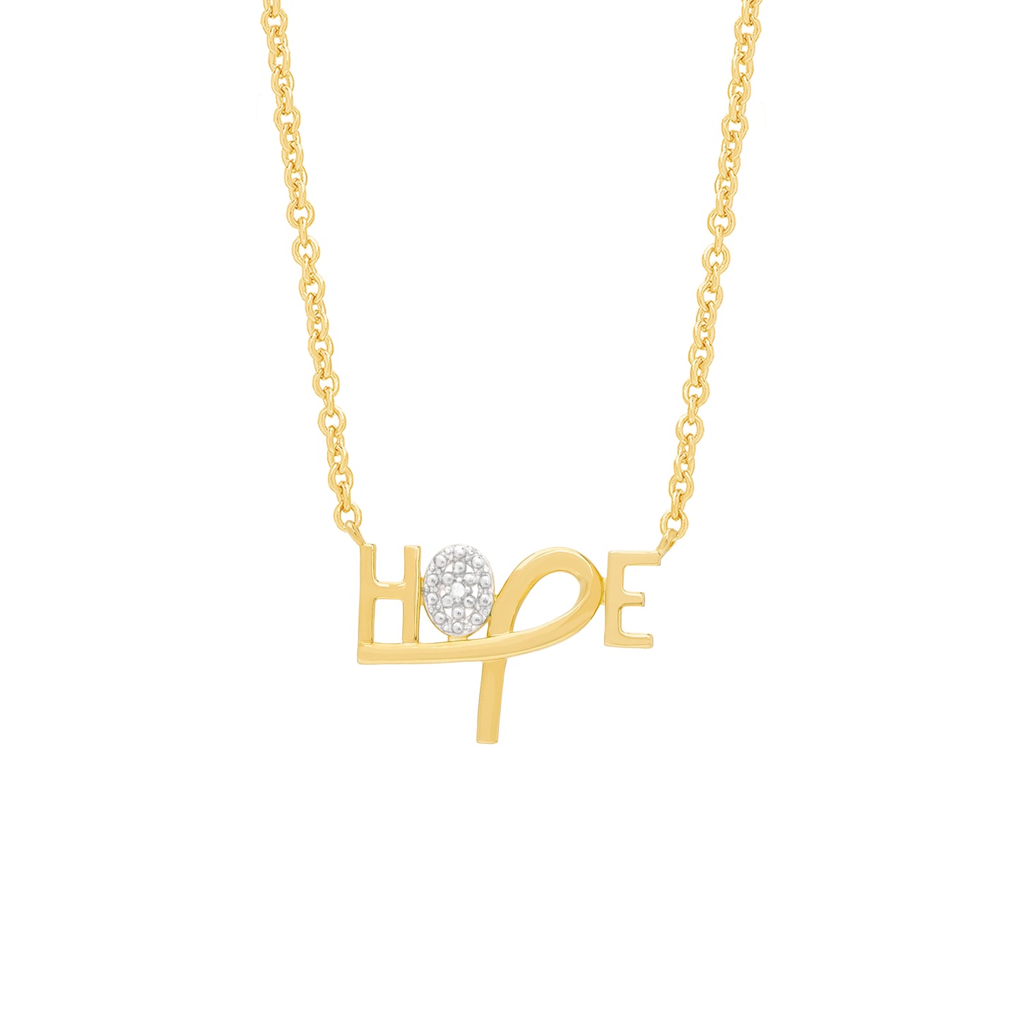 Diamond Accent Hope 18'' Necklace in 14k Gold Plated