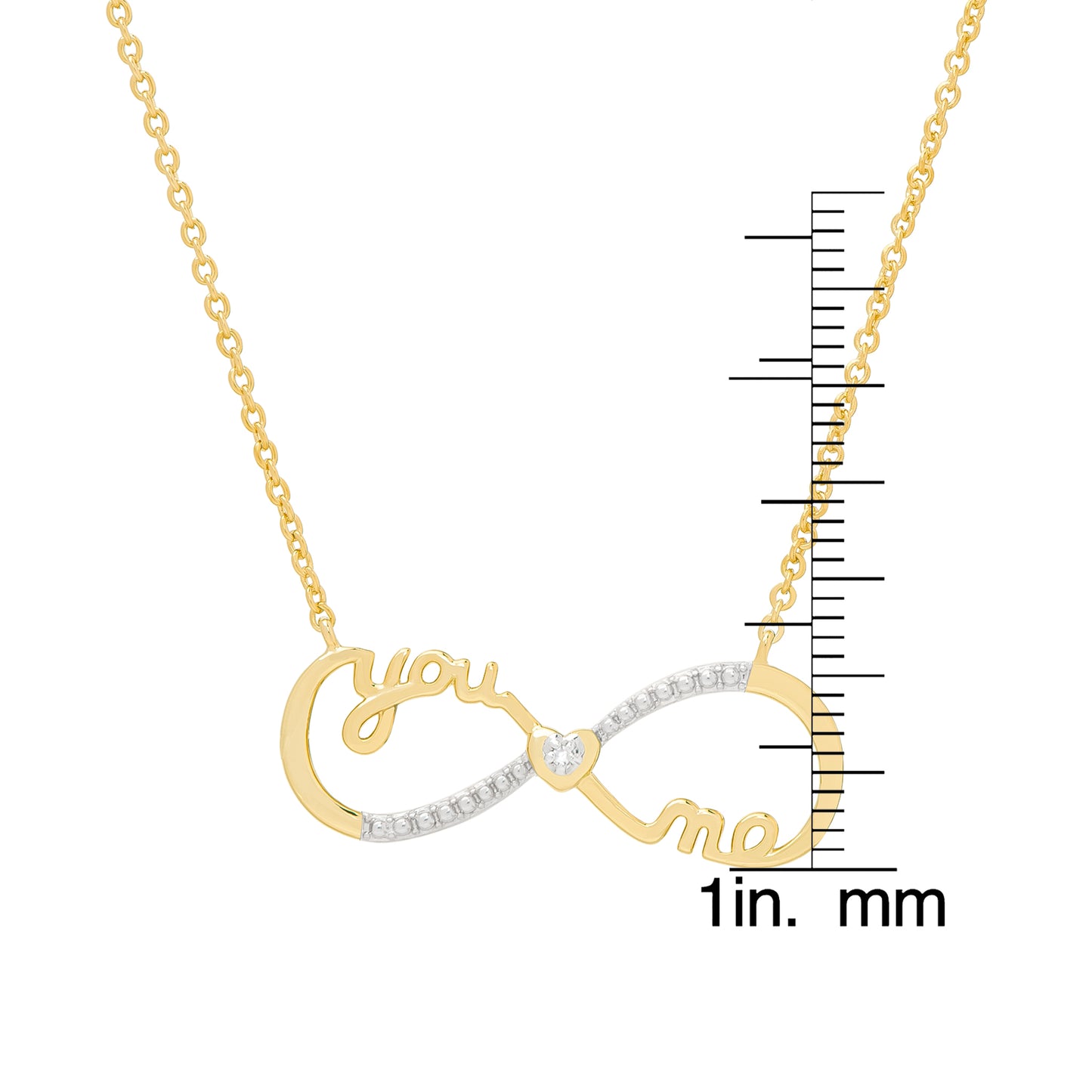 Diamond Accent YOU ME INFINITY 18'' Necklace in 14k Gold Plated