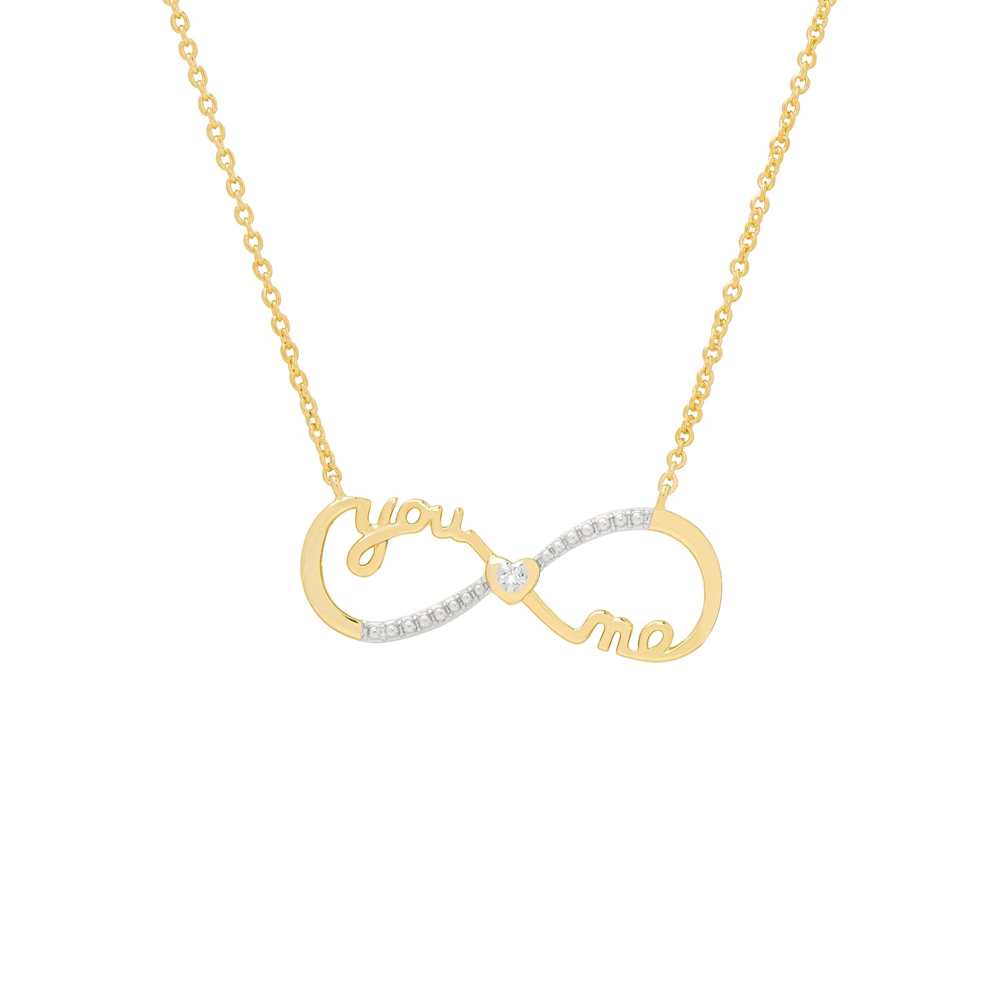 Diamond Accent YOU ME INFINITY 18'' Necklace in 14k Gold Plated