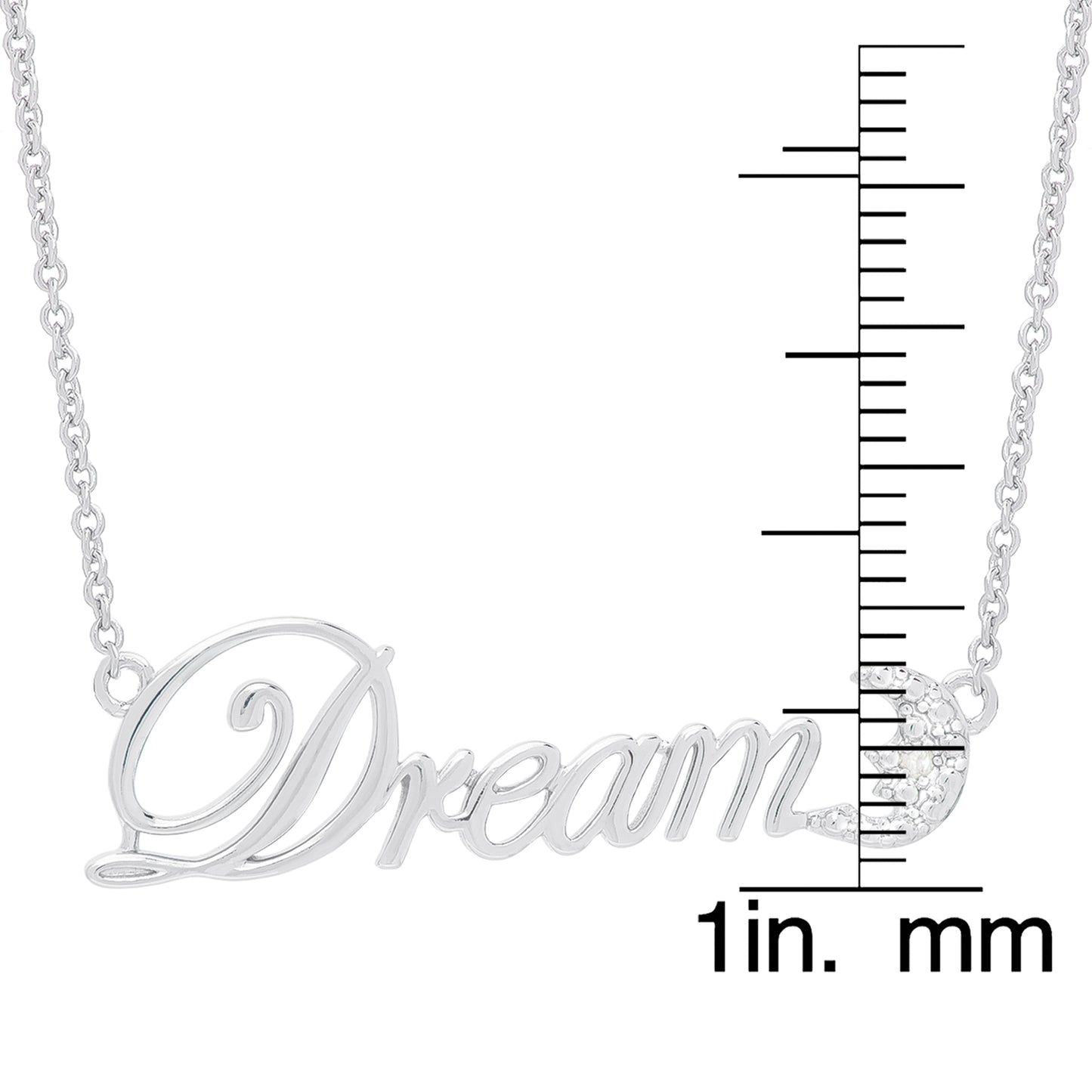 Diamond Accent DREAM MOON CREST 18'' Necklace in Fine Silver Plated