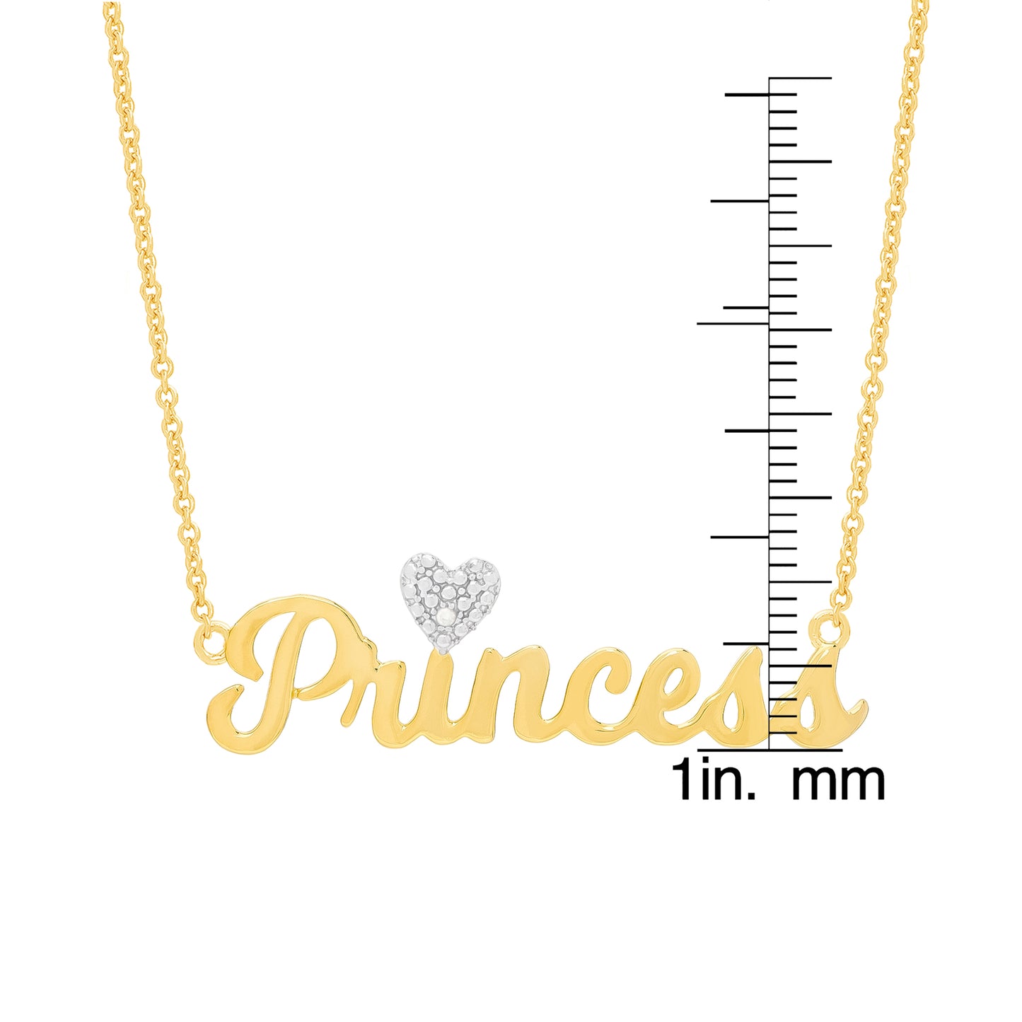 Diamond Accent Princess Heart 18'' Necklace in 14k Gold Plated