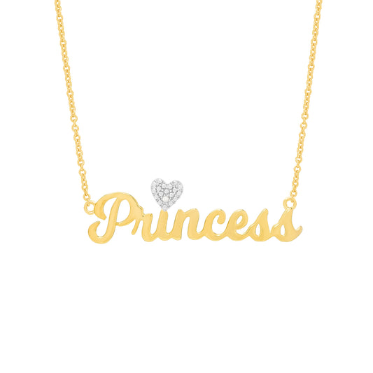 Diamond Accent Princess Heart 18'' Necklace in 14k Gold Plated