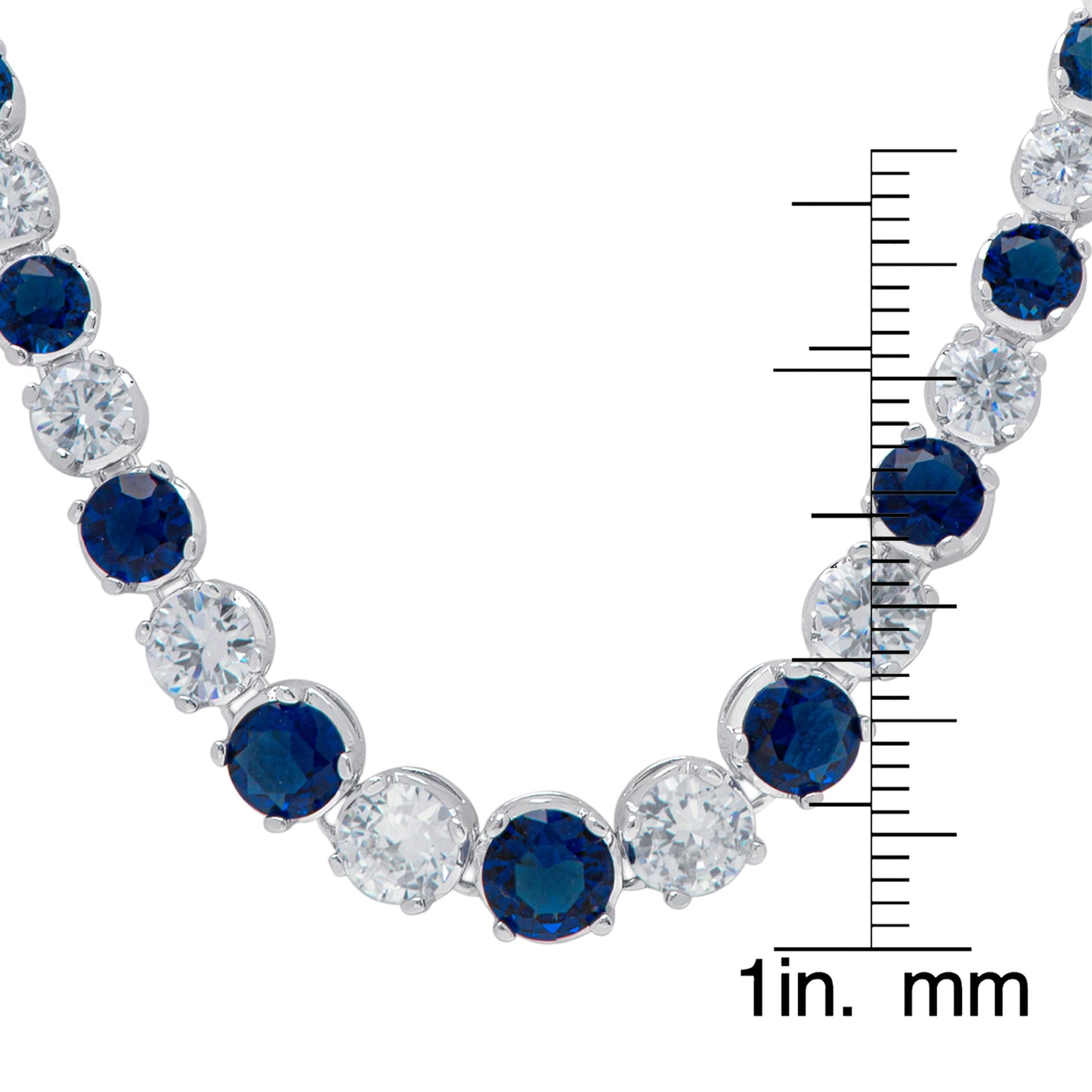 Simulated Sapphire and Cubic Zirconia Graduate 18'' Necklace in Fine Silver Plate