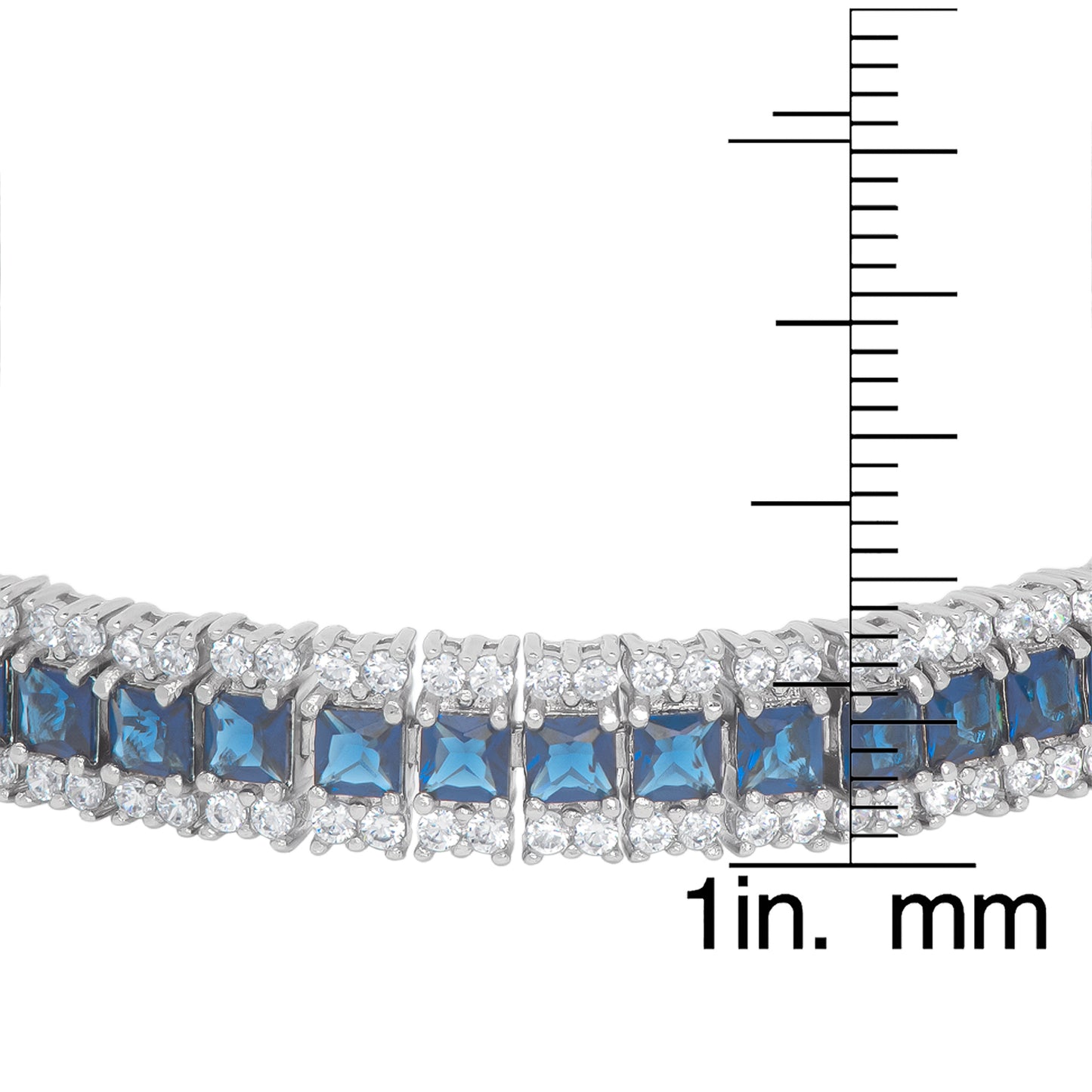 Simulated Sapphire Line Bracelet in Fine Silver Plate