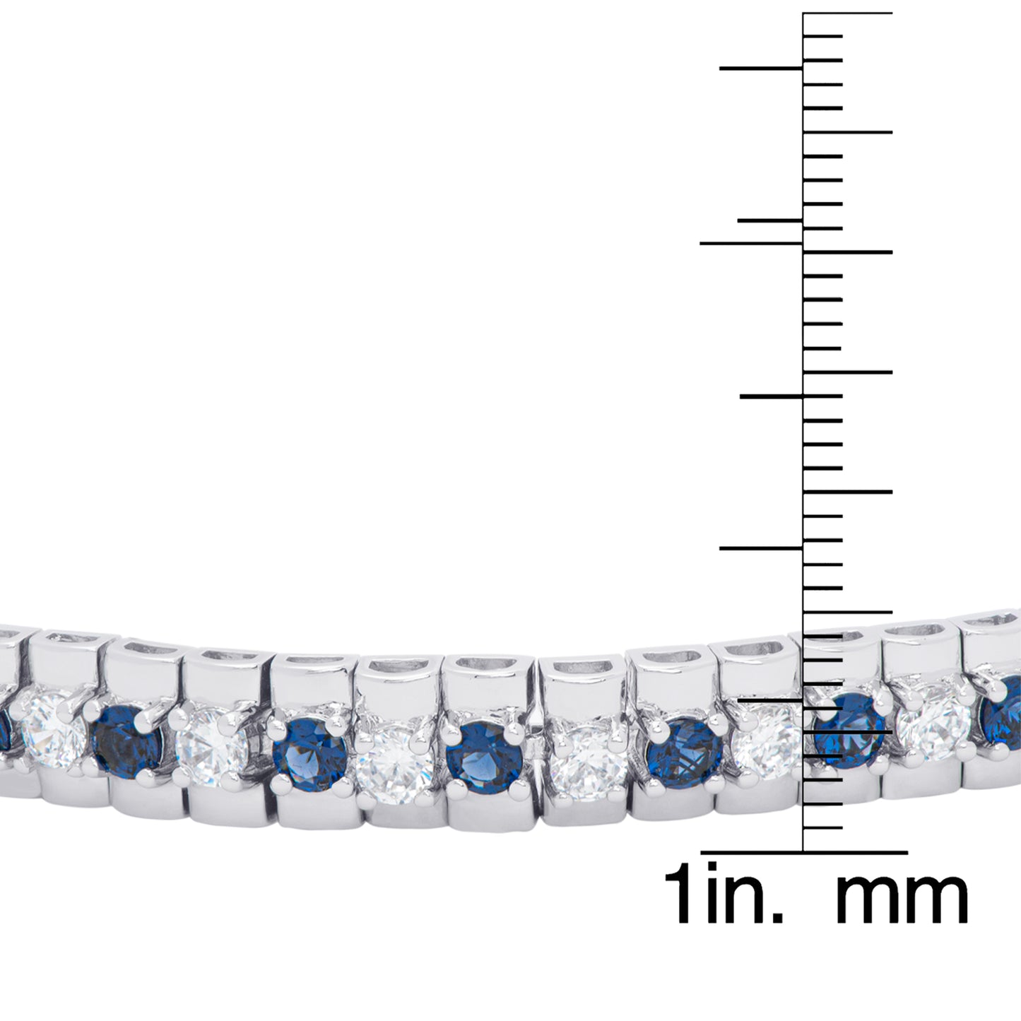 Simulated Sapphire and Cubic Zirconia Adjustable Bolo Bracelet in Fine Silver Plate