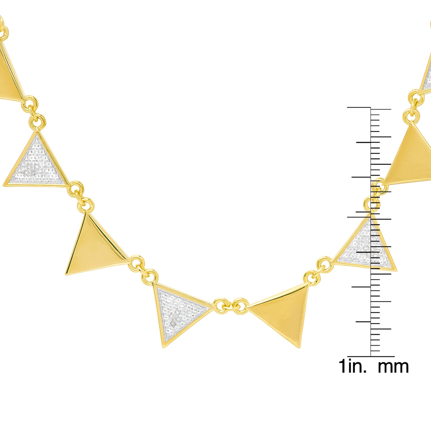 Diamond Accent Banner Triangle Link 18'' Necklace in 14k Gold Plate