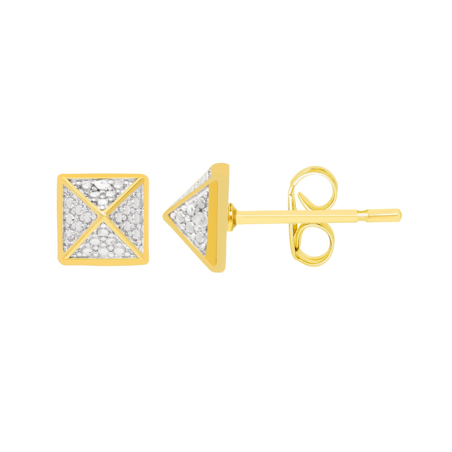 Diamond Accent Square Earrings in14k Gold Plate