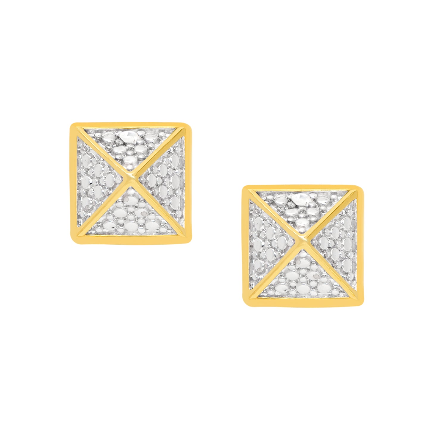 Diamond Accent Square Earrings in14k Gold Plate