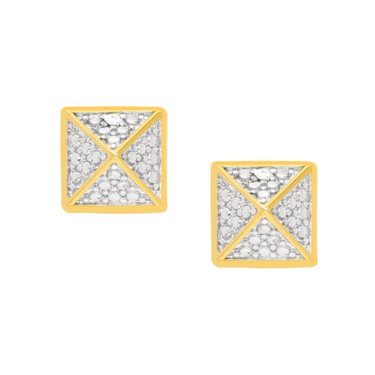 Diamond Accent Square Earrings in14k Gold Plate