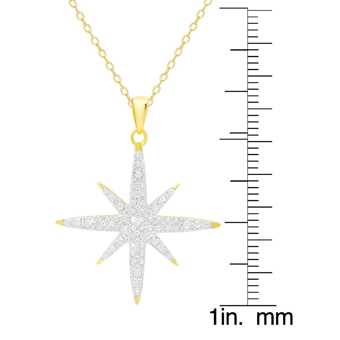 Diamond Accent Starburst Pendant 18'' Necklace in 14k Gold Plate