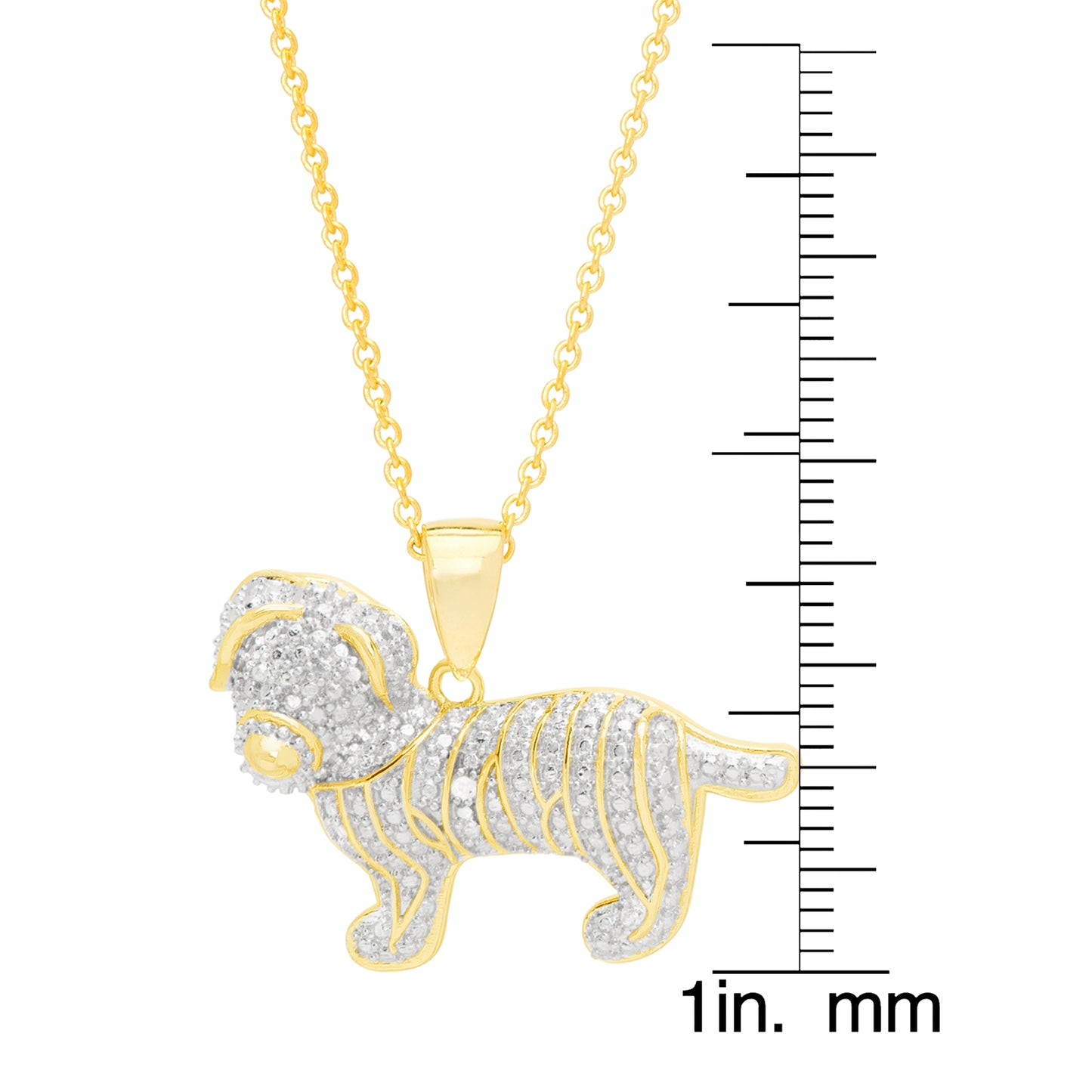 Diamond Accent Dog Pendant 18'' Necklace in 14k Gold Plate