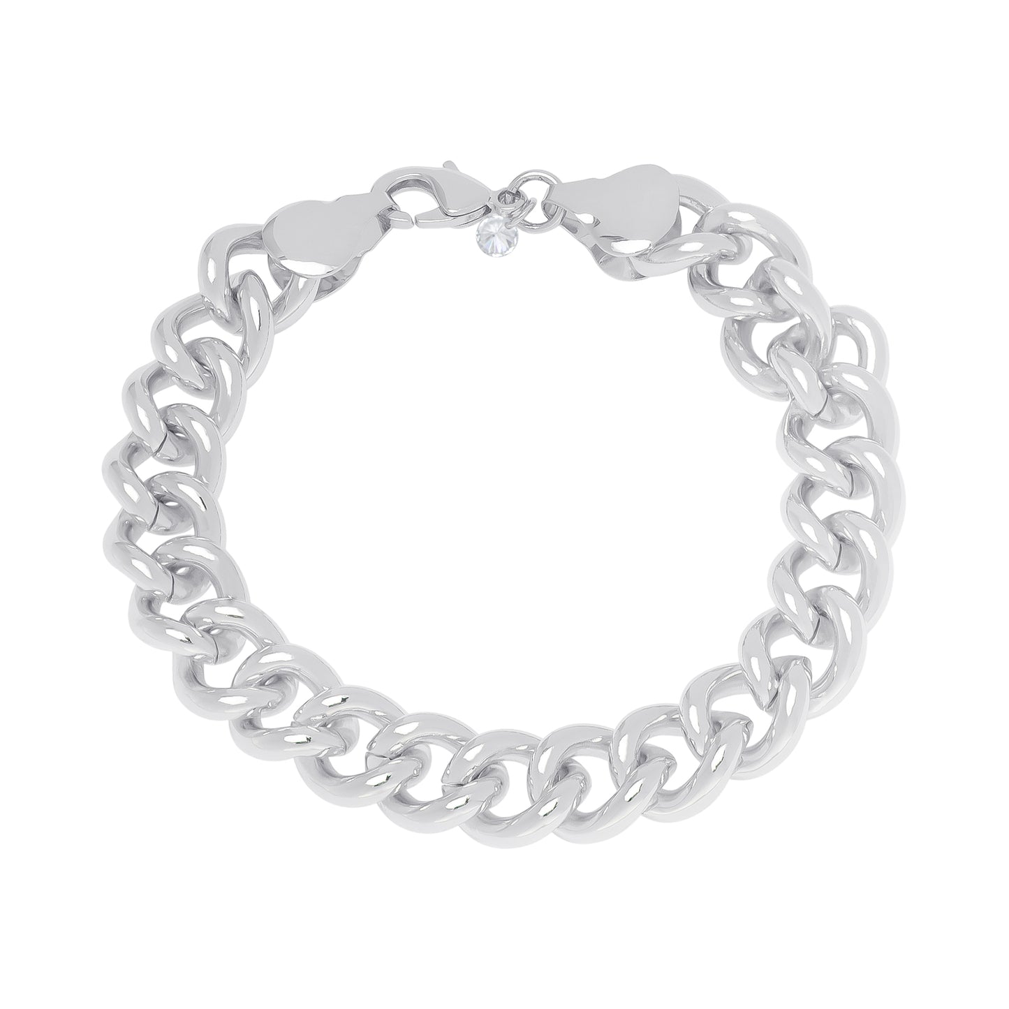 Silver Plated Cubic Zirconia Link Chain Bracelet