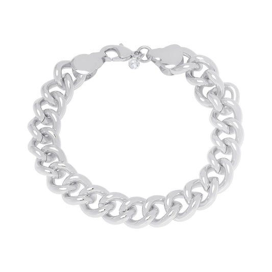 Silver Plated Cubic Zirconia Link Chain Bracelet