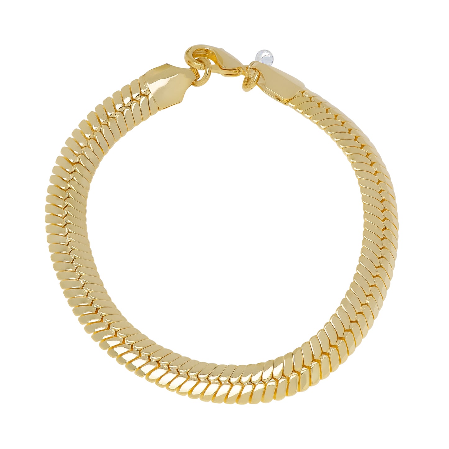 Gold Plated Cubic Zirconia Puffed Herringbone Bracelet