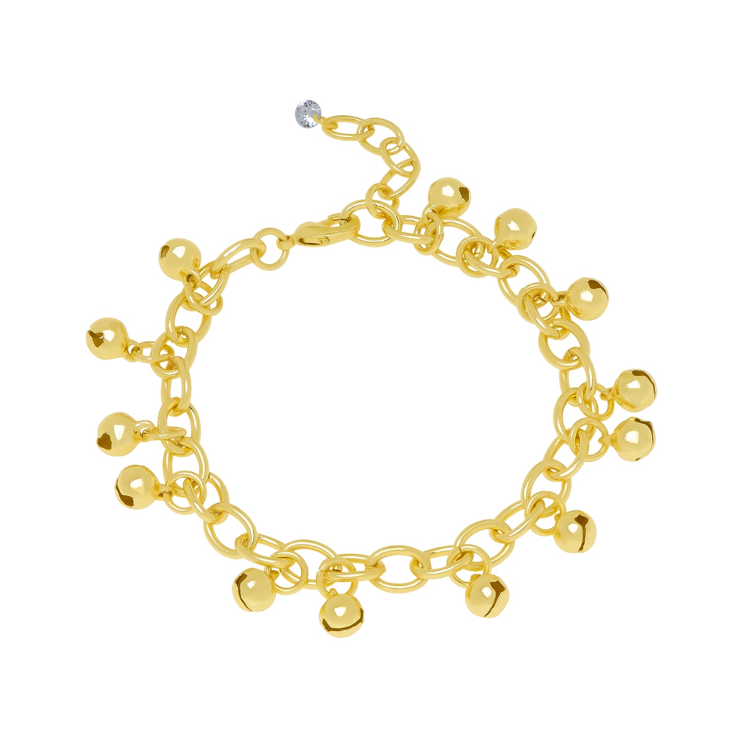 Gold Plated Dangling Bells Charms Bracelet