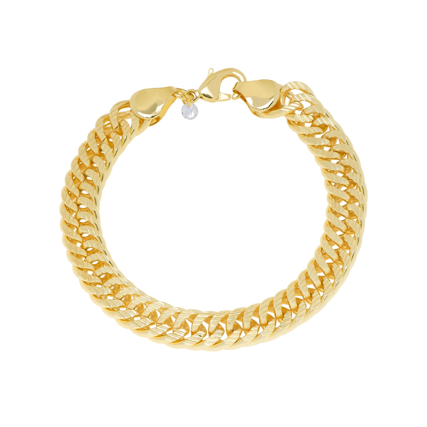 Gold Plated Cubic Zirconia Diamond Cut Chain Link Bracelet