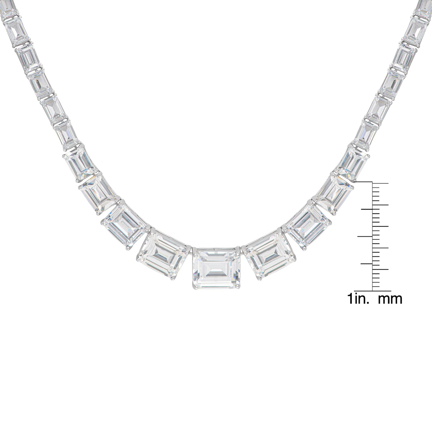 Cubic Zirconia Tennis Necklace in Fine Silver Plate