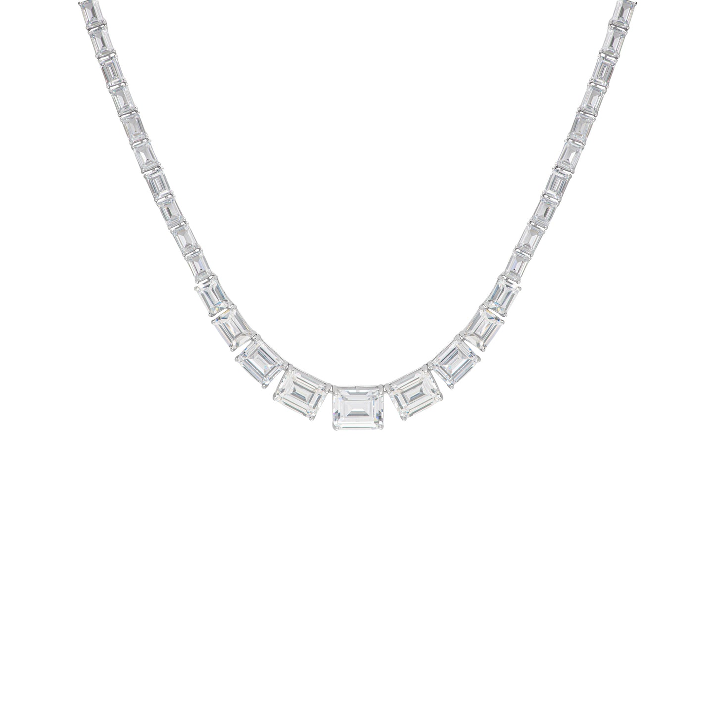 Cubic Zirconia Tennis Necklace in Fine Silver Plate