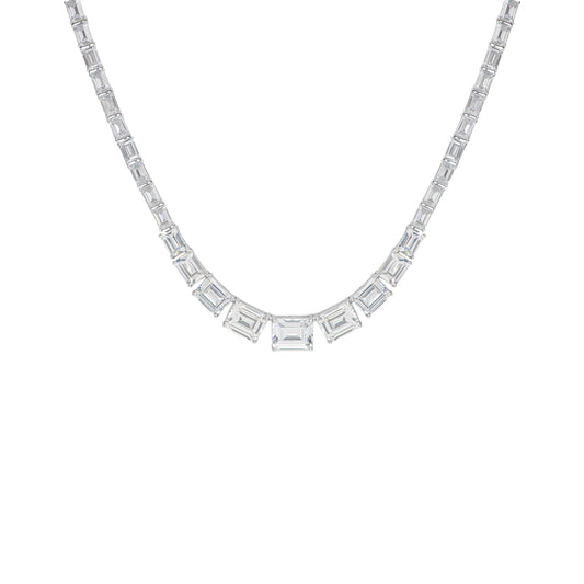 Cubic Zirconia Tennis Necklace in Fine Silver Plate