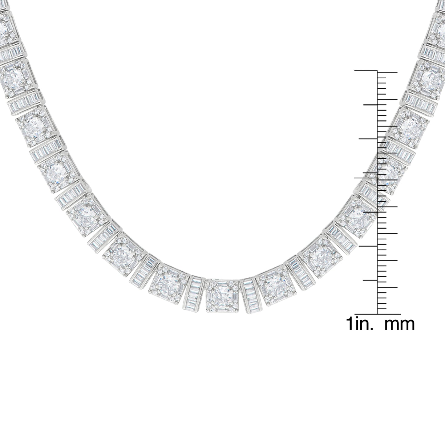 Cubic Zirconia Link Necklace in Fine Silver Plate