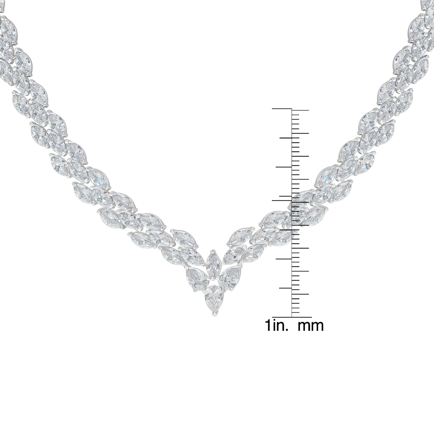 Cubic Zirconia Marquise Necklace in Fine Silver Plate